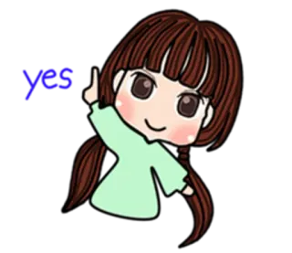 ✊ dc4b109d yes hoạt hình, cô gái, có, khẳng định, tích cực, đồng ý telegram sticker