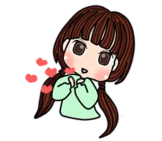 😄 ddbeba99 dễ thương, cô gái, anime, trái tim, tình yêu, kawaii telegram sticker