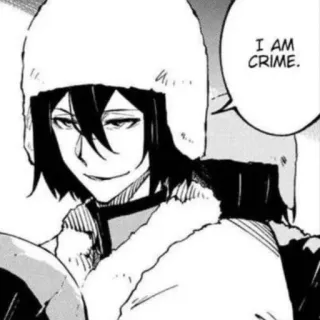 🎲 c92ccdc6 I AM CRIME. Аниме, Манга, Персонаж, Черно-белый, Текст telegram sticker