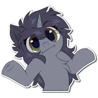 👐 045592fa Пони, Животное, Мультфильм, Наклейка, Персонаж, Смущенный, Жест, Пожимание плечами whatsapp sticker