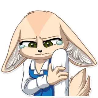 😢 65e231c8 грустный, плачущий, мультяшный, фурри, фенек, слёзы whatsapp sticker