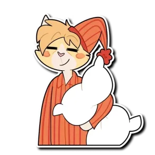 😴 b9e88626 кот, сон, подушка, пижама, ночной колпак, милый, мультфильм whatsapp sticker