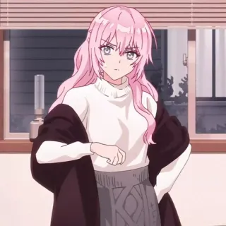 🤨 47f6ecbc 动漫, 粉色头发, 女人, 卡通, 女孩 whatsapp sticker