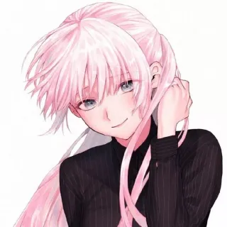 ☺️ 9d90e3f9 动漫女孩, 粉色头发, 肖像, 插图, 角色, 漫画 whatsapp sticker