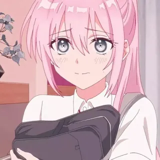 ☺️ f721a80d 动漫女孩, 粉色头发, 校服, 可爱, 动漫, 漫画, 女孩 whatsapp sticker