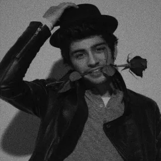 🍻 5da9e64f pria, topi, mawar, jaket, potret, hitam putih telegram sticker