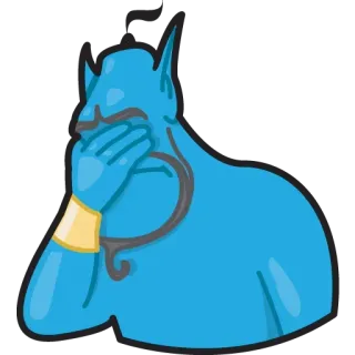 😐 53f990f2 Genie dżin, kreskówka, magia, rozczarowany, niebieski, postać telegram sticker