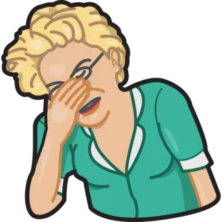 😐 bd252415 Facepalm, Rozczarowanie, Frustracja, Blondynka, Kreskówka, Naklejka telegram sticker