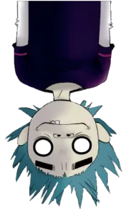 🙃 6c498574 Sally Face Sally Face, personaje, pelo azul, máscara, dibujos animados telegram sticker