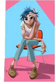 😔 c16ec8f2 2-D Gorillaz Gorillaz, 2-D, Dibujos animados, Cigarrillo, Música telegram sticker