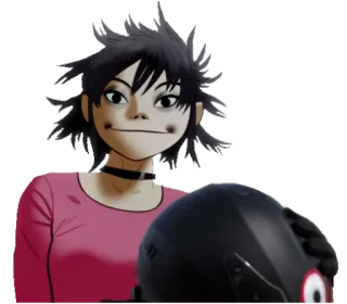 😊 d1a41999 Noodle Gorillaz Noodle, Gorillaz, Personaje de dibujos animados, Casco, Animación telegram sticker