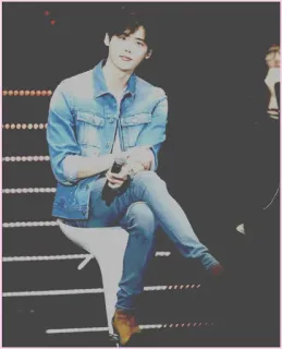 🥂 d867bc36 hombre, sentado, denim, coreano, asiático, masculino, actuación telegram sticker