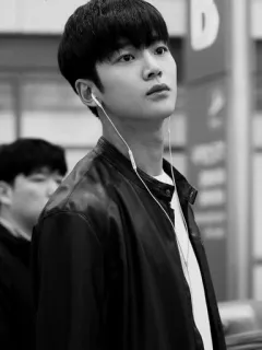 🎲 501208fa Koreaans, man, koptelefoon, mode, vliegveld telegram sticker