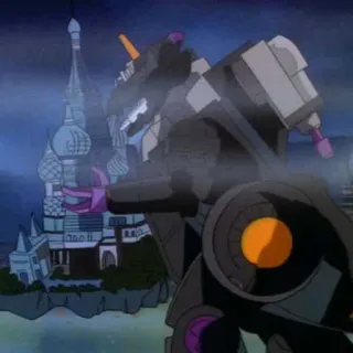 ☦ 32128499 robot, animazione, cartone animato, mech, città, edificio telegram sticker