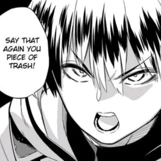 😠 1914de0a SAY THAT AGAIN YOU PIECE OF TRASH! anime, manga, insult, trash talk, aggression, angry whatsapp sticker