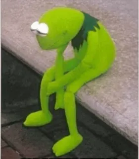 😔 af8f69de Kermit Kermit la rana, triste, Muppets, verde, rana telegram sticker