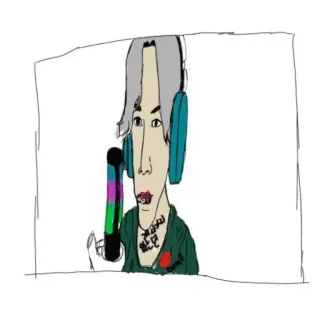 👍 ba385c89 杀死自己 chân dung, hình minh họa, biếm họa, tai nghe, micro telegram sticker