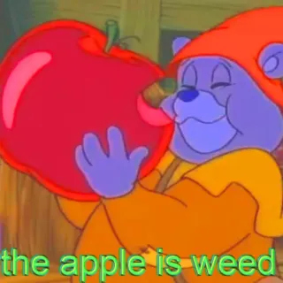 🍎 9ef85fe9 the apple is weed manzana, hierba, osito de goma, dibujo animado, broma whatsapp sticker