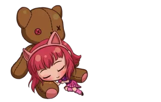 😴 ab9d77e7 Anime, Carino, Kawaii, Chibi, Orsacchiotto, Dormire, Capelli rosa, Orecchie da gatto telegram sticker