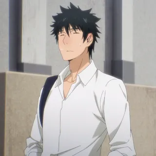 🏆 29b9e895 Anime, Masculino, Personaje, Hombre, Camisa blanca, Estilo anime telegram sticker