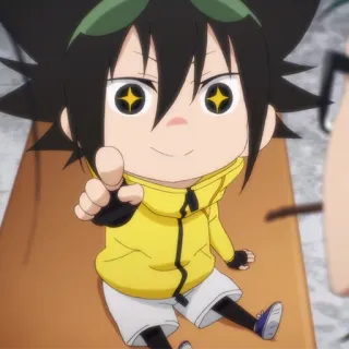 🏅 9c26cfee Anime, Dibujos animados, Personaje, Lindo, Sudadera amarilla con capucha, Ojos brillantes telegram sticker