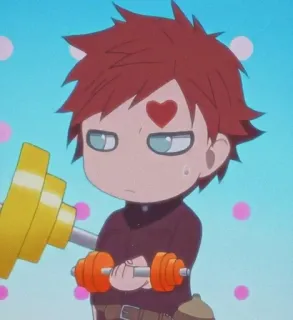 💋 574dccf3 Gaara Naruto anime, gaara, naruto, angkat besi, imut, chibi telegram sticker