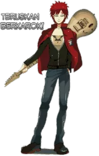 🎸 3468d418 Gaara Naruto TERUSKAN BERKAROK! อนิเมะ, กาอาระ, นารูโตะ, กีตาร์, ร็อค, เพลง telegram sticker