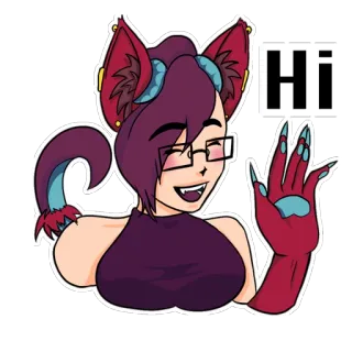 👋 28e9f7d1 Hi 고양이귀 소녀, 애니메이션 스타일, 인사, 안녕, 만화, 캐릭터 telegram sticker