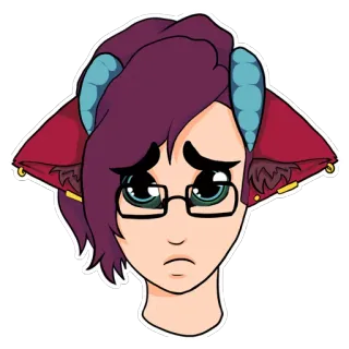 🙁 a280267d 수인, 슬픈, 뿔, 귀, 만화 telegram sticker