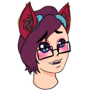 ☺️ ac66205f 고양이 소녀, 애니메이션 스타일, 캐릭터, 인물 사진, 안경, 고양이, 만화, 일러스트 telegram sticker