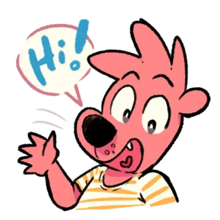👋 60855957 Hi! 漫画, あいさつ, 犬, フレンドリー, 手を振る telegram sticker