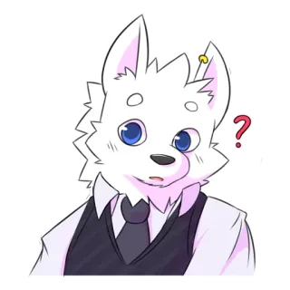 ❓ 8e6a60ed furry, wolf, anthro, suit, question mark, confused telegram sticker