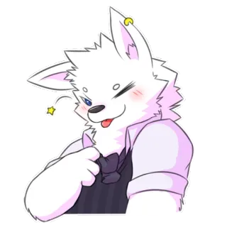 😘 d9430ae5 anthro, furry, animal, cute, cartoon, wolf, wink telegram sticker