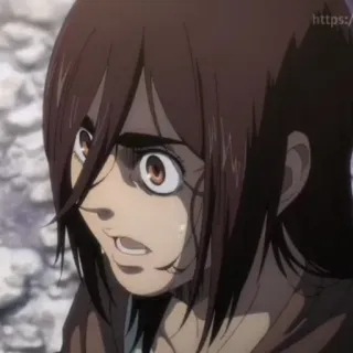 💥 1ae4583e Pieck Finger Attack on Titan Anime, Pieck Finger, Attack on Titan, besorgtes Gesicht, Charakter Sticker telegram sticker