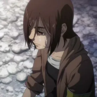 💥 45897925 Attack on Titan Anime, weinend, traurig, Charakter, Attack on Titan telegram sticker