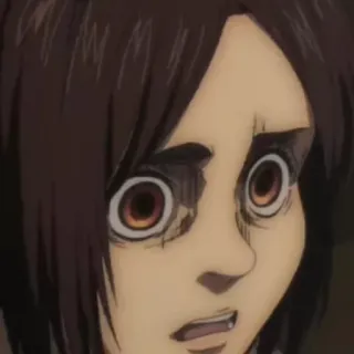 💥 ca42d952 Eren Yeager Attack on Titan Anime, geschockt, erschrocken, Eren, Attack on Titan, Reaktion telegram sticker