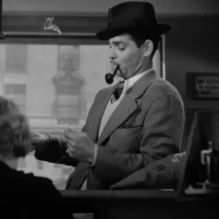 ➖ 1d4f039b người đàn ông, tẩu, mũ, cổ điển, hút thuốc, bộ đồ, trắng đen telegram sticker