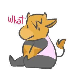 🙃 43f4a8e3 What vaca, animal, dibujos animados, pregunta, sentado telegram sticker