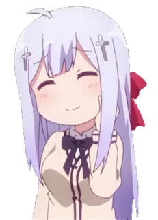 😊 28246293 อนิเมะ, ผู้หญิง, ยิ้มเยาะ, นิ้วกลาง whatsapp sticker