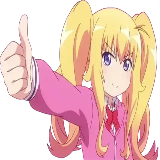 👍 cb938f40 Anime, Gadis, Jempol ke atas, Pirang, Kuncir telegram sticker