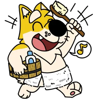 💦 bb4fd7db cane, cartone animato, bagno, spazzola, pulito, peloso, animale domestico telegram sticker