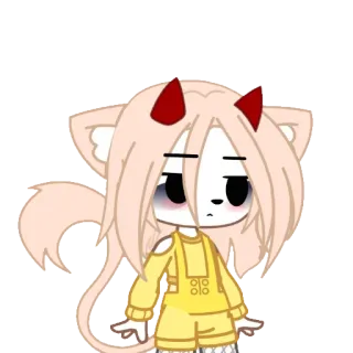 😐 f1ca9130 Gacha Life, Anime, Iblis, Imut, Merah Muda, Setan, Karakter telegram sticker