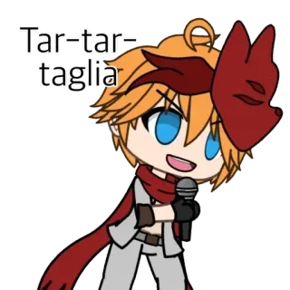 🎤 134178e5 Tartaglia Tar-tar-taglia Anime, Karakter, Topeng, Merah, Syal telegram sticker