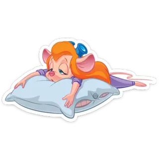 😴 4f5ae8c1 Gadget Hackwrench Chip 'n Dale: Rescue Rangers Gadget, Knabbel en Babbel, tekenfilm, muis, slapen, kussen telegram sticker