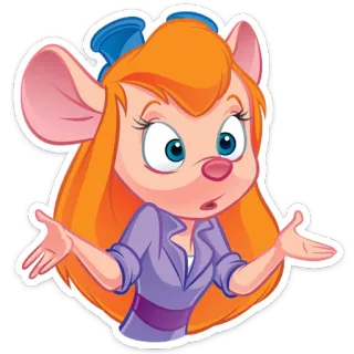 🤷‍♂ 67ac19d4 Gadget Hackwrench Chip 'n Dale: Rescue Rangers Cartoon, Muis, Vraag, Verward, Animatie, Knabbel en Babbel Rescue Rangers, Gadget telegram sticker