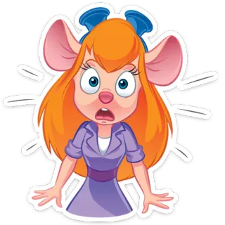 😳 a102098e Gadget Hackwrench Chip 'n Dale Rescue Rangers cartoon, muis, disney, personage, uitdrukking, geschokt, knabbel en babbel rescue rangers telegram sticker