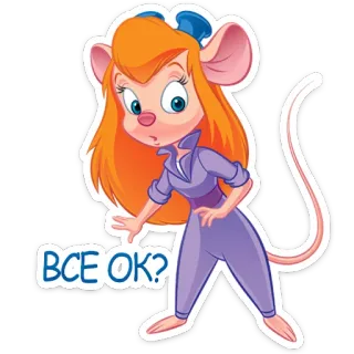 🤨 b510ccab Gadget Hackwrench Chip 'n Dale: Rescue Rangers ВСЕ ОК? cartoon, muis, russisch, Disney, gadget, Knabbel en Babbel Rescue Rangers telegram sticker