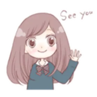 ✨ 46156a36 See You девушка, машет, милый, мультфильм, привет telegram sticker