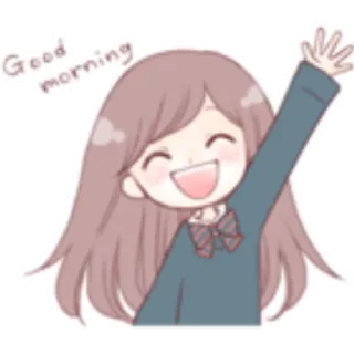 ✨ e0df6609 Good morning доброе утро, приветствие, аниме, девушка, машет telegram sticker