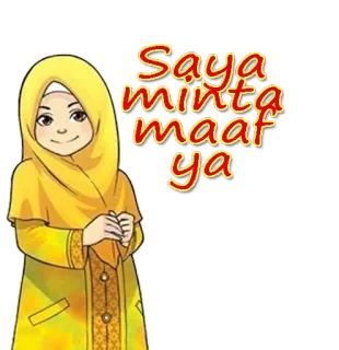 😀 588e0b88 Saya minta maaf ya kartun, maaf, hijab, wanita, kuning whatsapp sticker